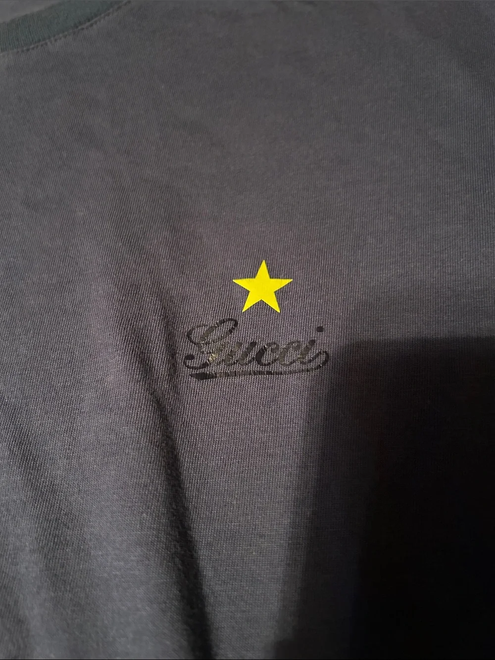 Gucci Charcoal Tee with Yellow Star Logo